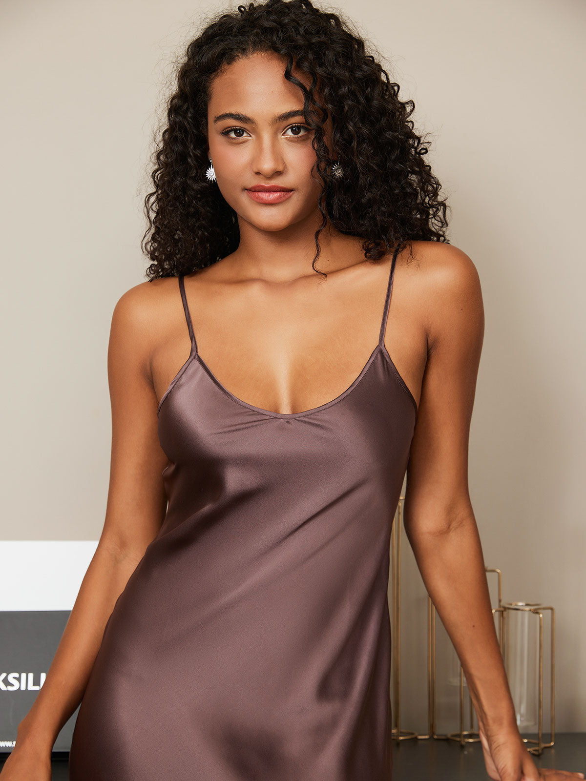 Camisón/vestido largo de seda con tirantes finos
