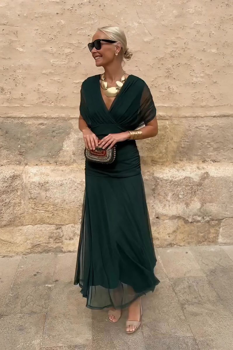 ALMA - VESTIDO LARGO CON CUELLO EN V
