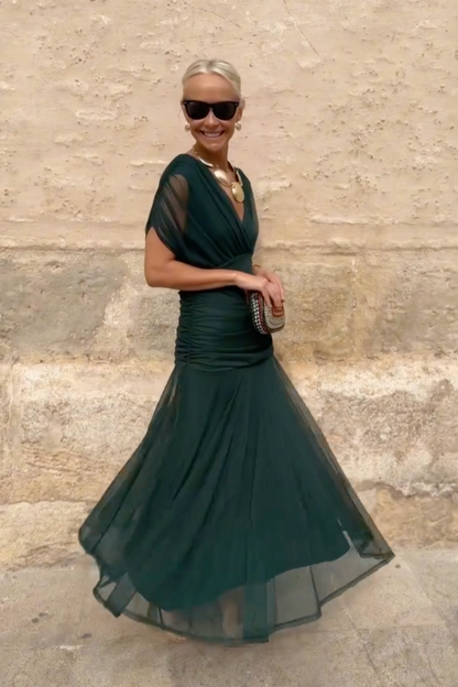 ALMA - VESTIDO LARGO CON CUELLO EN V