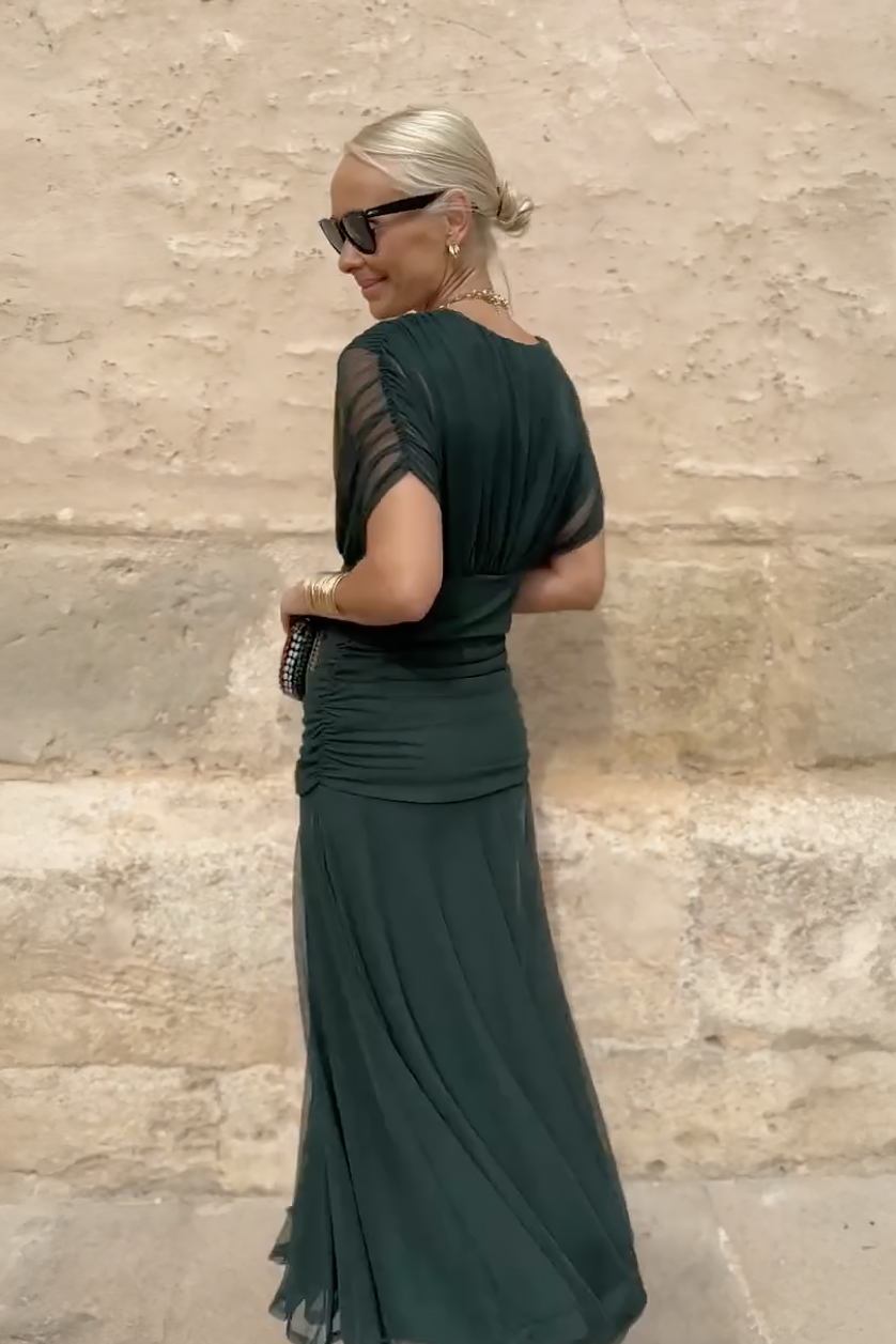 ALMA - VESTIDO LARGO CON CUELLO EN V