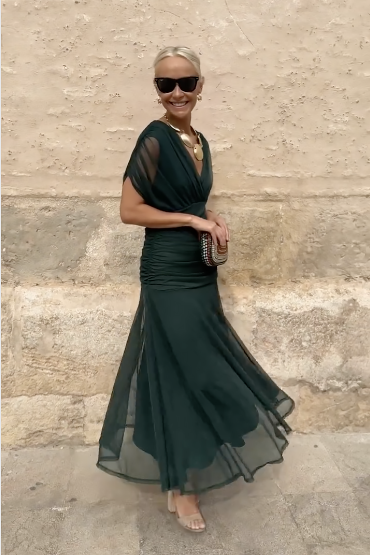 ALMA - VESTIDO LARGO CON CUELLO EN V
