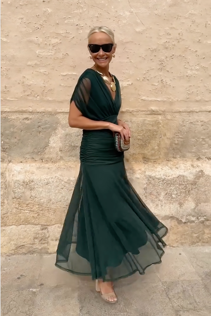 ALMA - VESTIDO LARGO CON CUELLO EN V