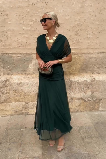 ALMA - VESTIDO LARGO CON CUELLO EN V