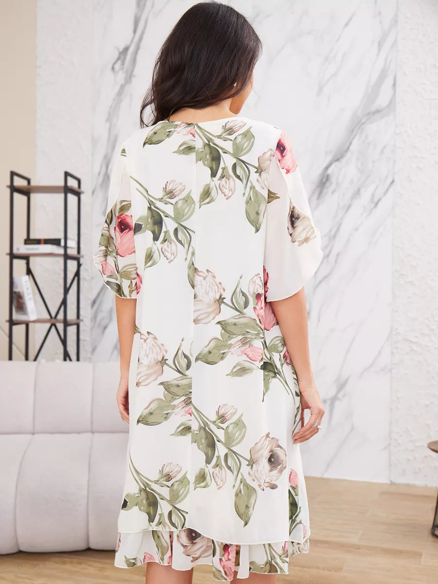 Judith | Elegante vestido de gasa con estampado floral