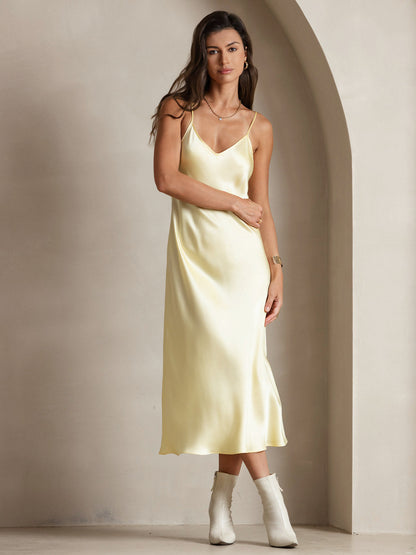 Camisón/vestido largo de seda con tirantes finos