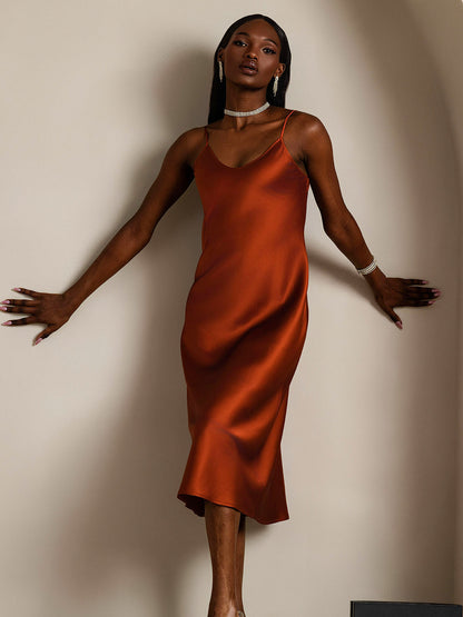 Camisón/vestido largo de seda con tirantes finos