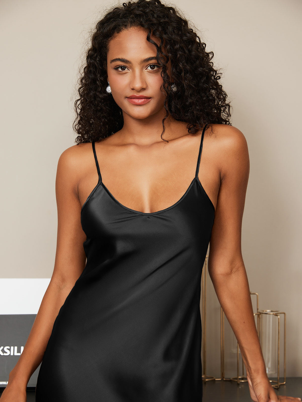 Camisón/vestido largo de seda con tirantes finos