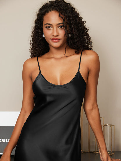 Camisón/vestido largo de seda con tirantes finos