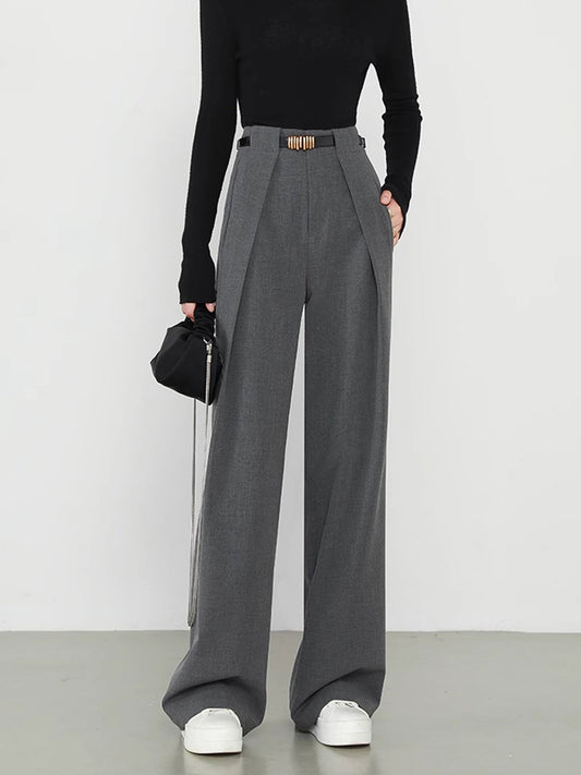 Pantalones rectos con bolsillos lisos
