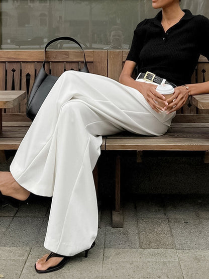Pantalones anchos lisos sin cinturón