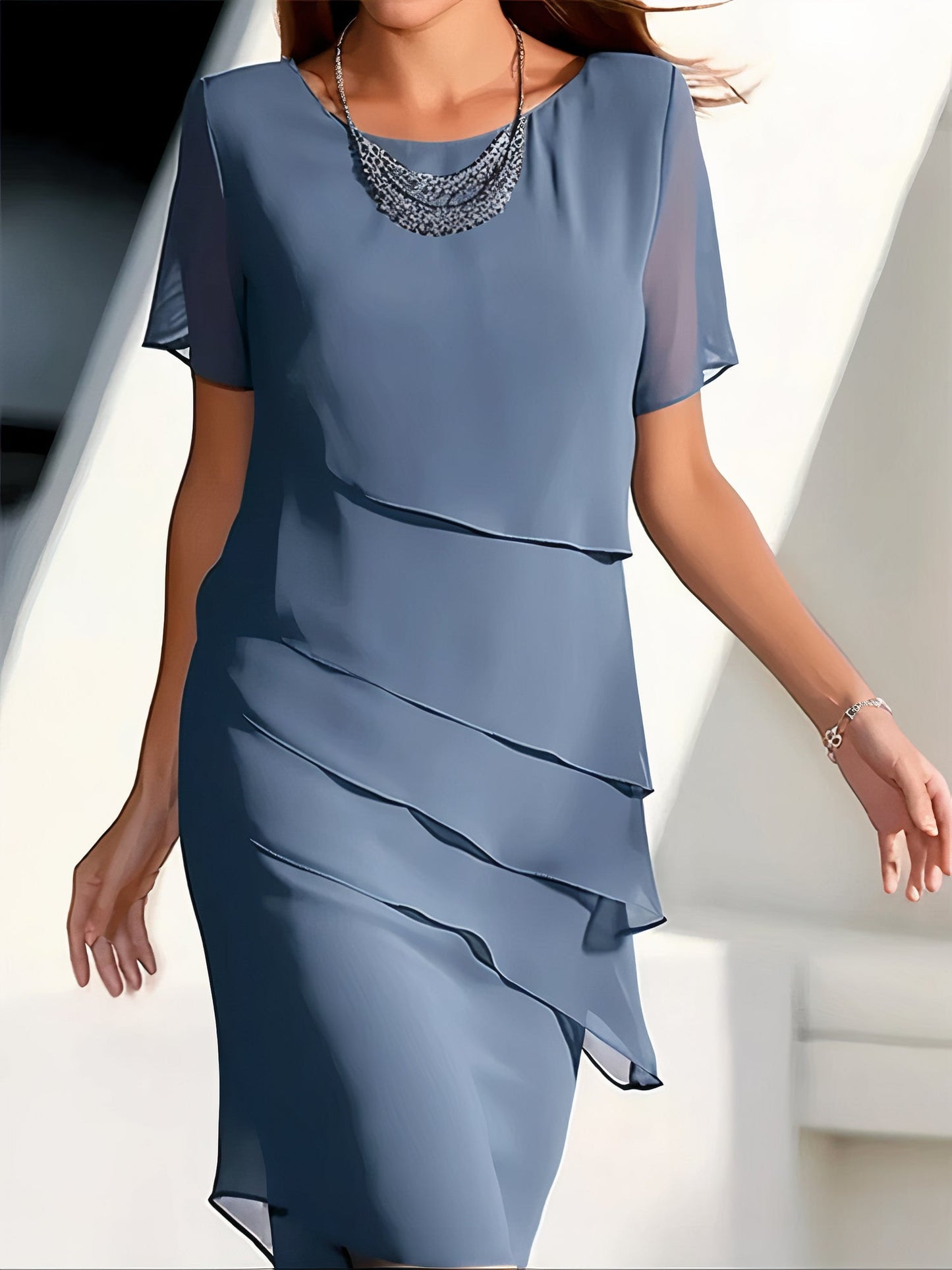 Abito plissettato in chiffon di seta