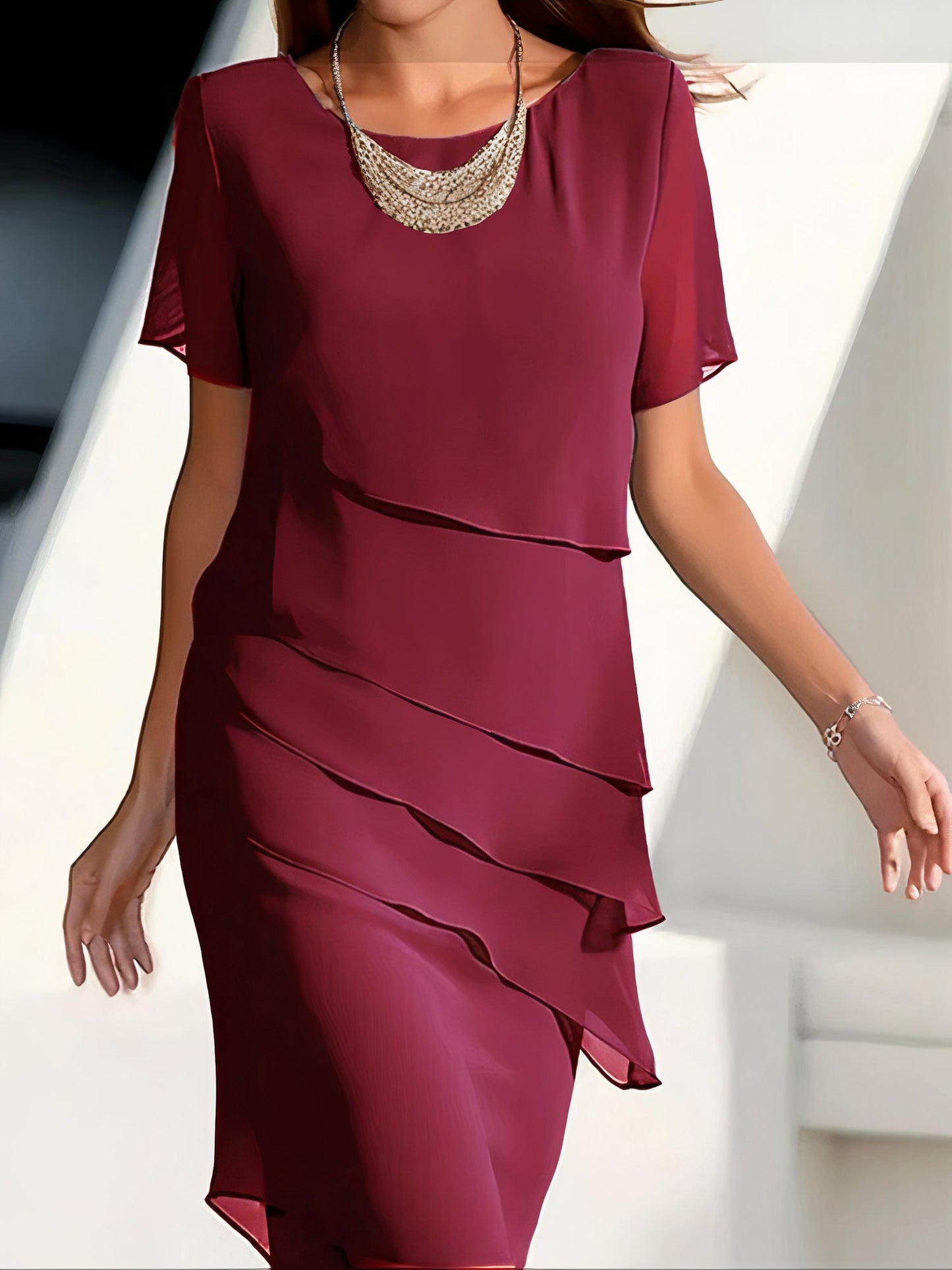 Abito plissettato in chiffon di seta