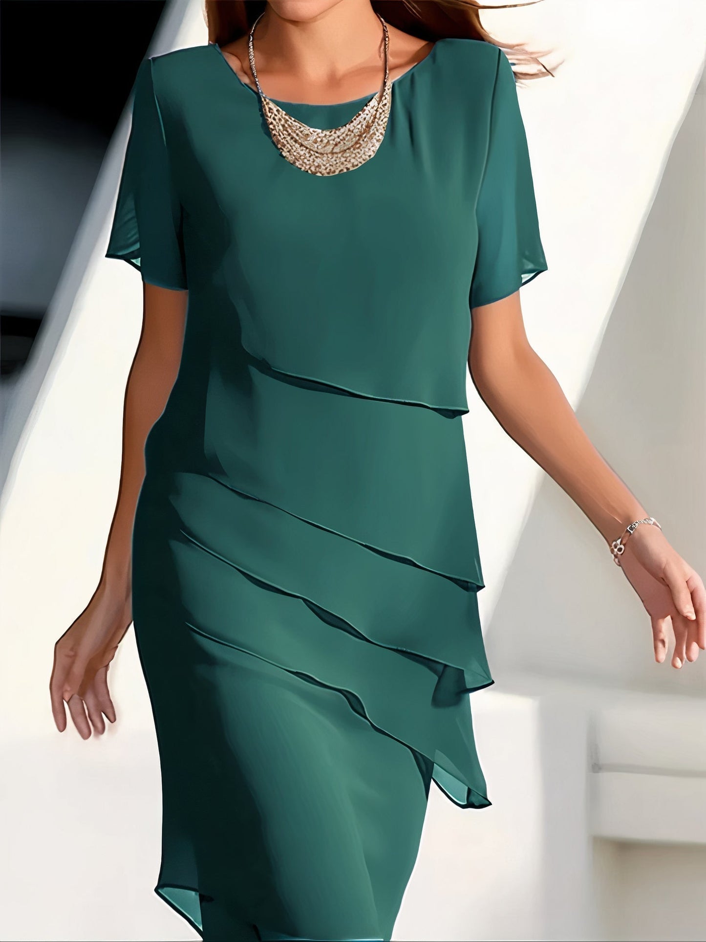 Abito plissettato in chiffon di seta