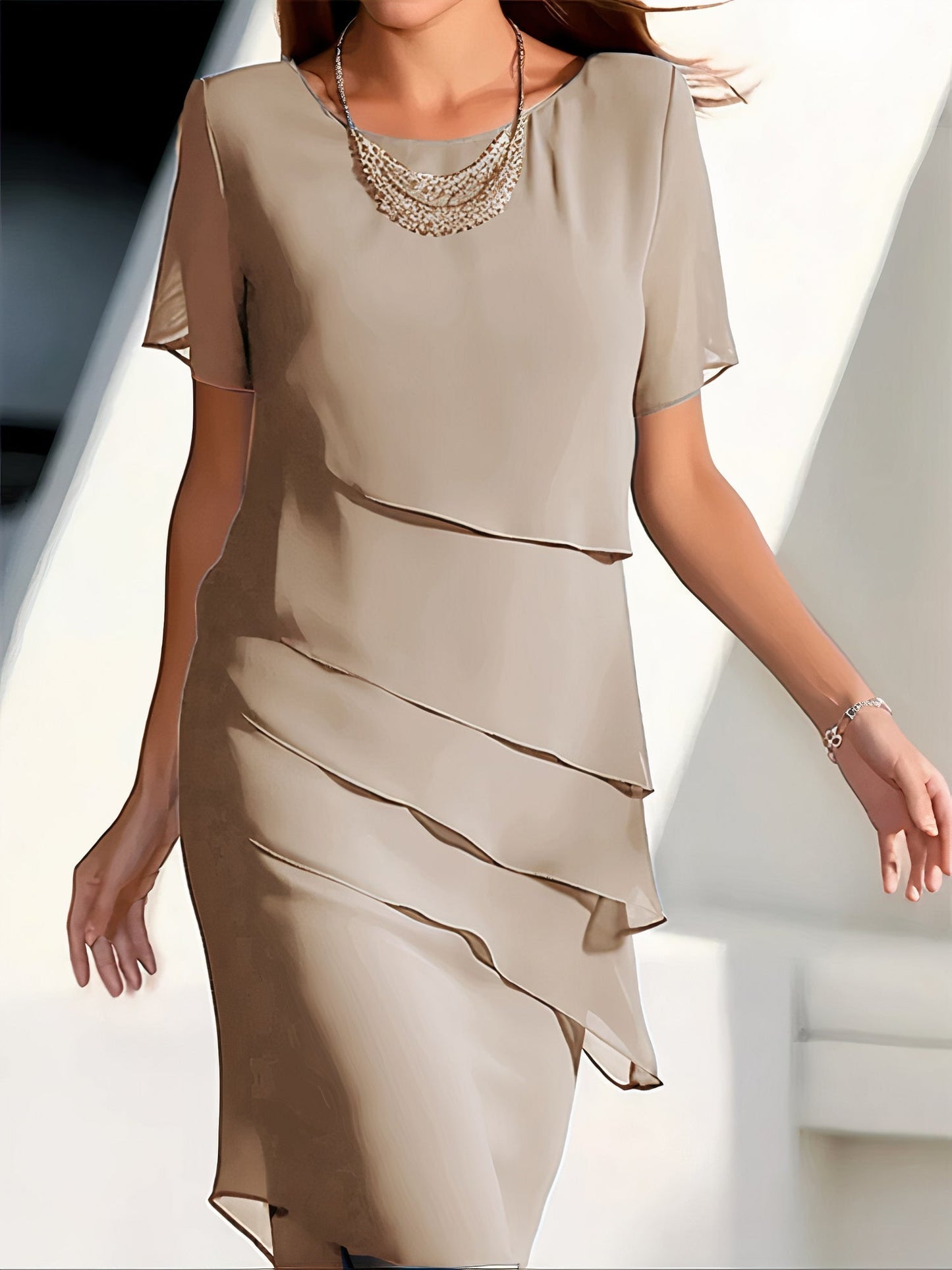Abito plissettato in chiffon di seta