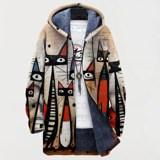 Cleo | Cardigan Abstrait avec Chat