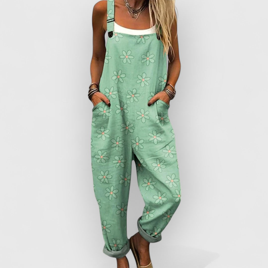 CLARA™ | Mono vintage floral de pierna ancha para mujer