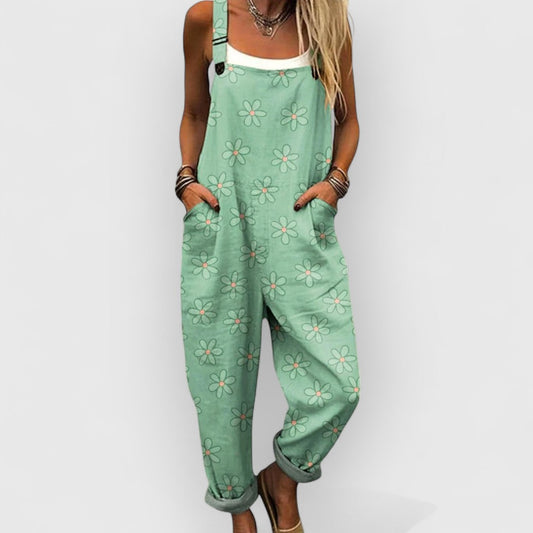 CLARA™ | Mono vintage floral de pierna ancha para mujer