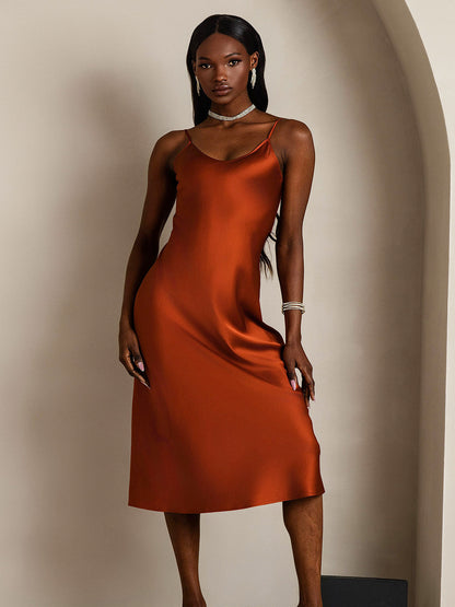 Camisón/vestido largo de seda con tirantes finos
