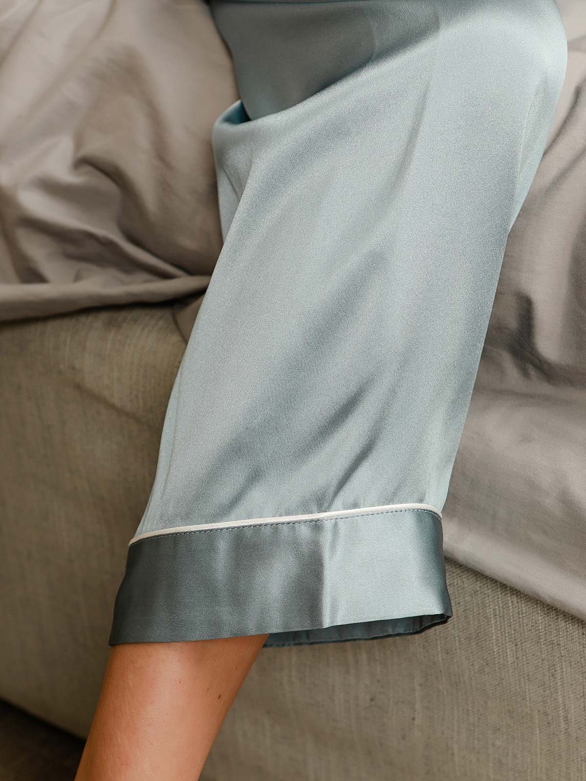 Conjunto de pijama clásico largo para mujer 100 % seda de morera