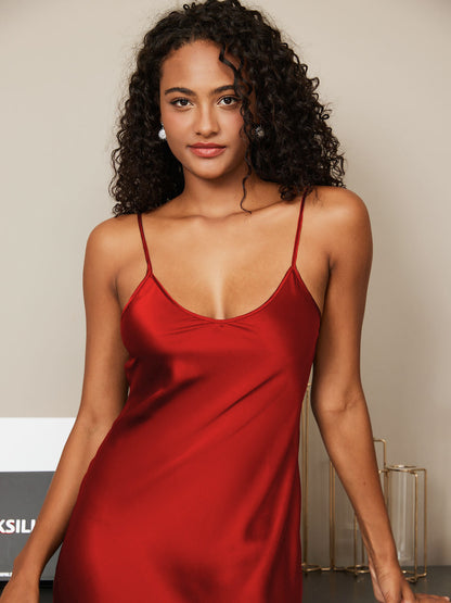 Camisón/vestido largo de seda con tirantes finos