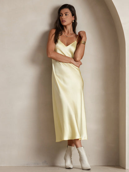 Camisón/vestido largo de seda con tirantes finos