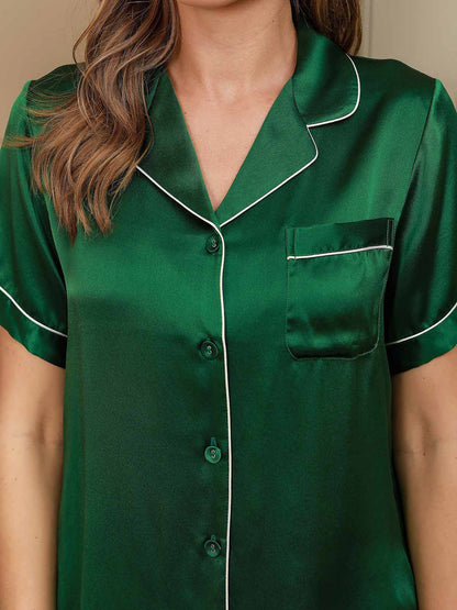 Conjunto de pijama de manga corta 100 % seda de morera para mujer
