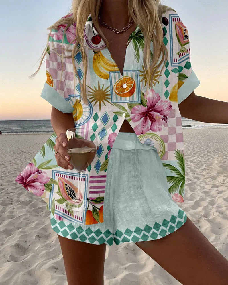 RITA | CONJUNTO CORTO DE LINO ESTAMPADO