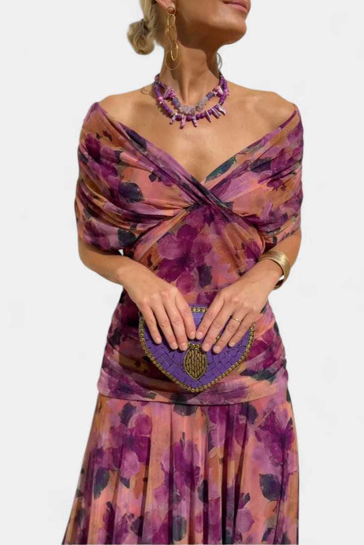 ALMA - VESTIDO LARGO CON CUELLO EN V