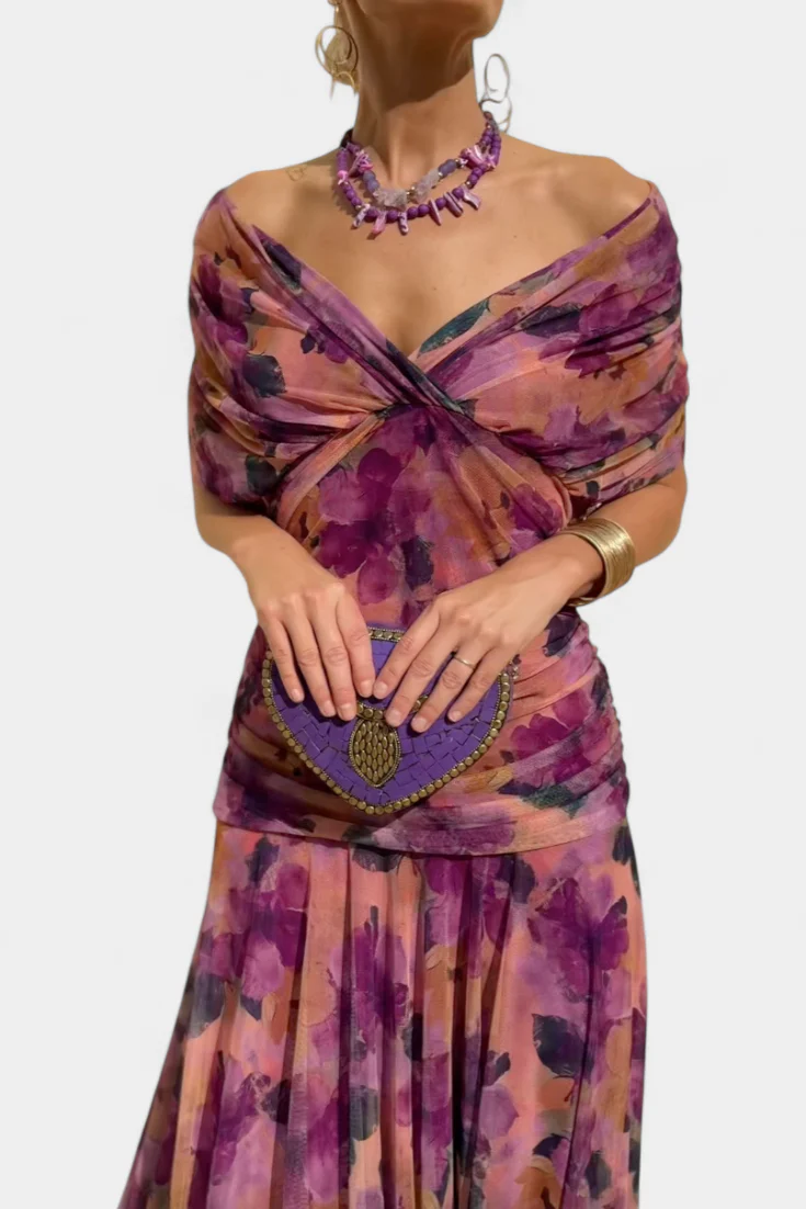 ALMA - VESTIDO LARGO CON CUELLO EN V